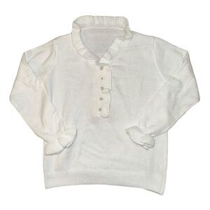 White ruffle sleeve diamond pearl button up sweater BNWOT women’s size XL